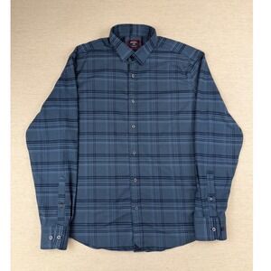UNTUCKit Donnelly Performance Flannel Shirt Blue Plaid Mens Large 41934 Stretch
